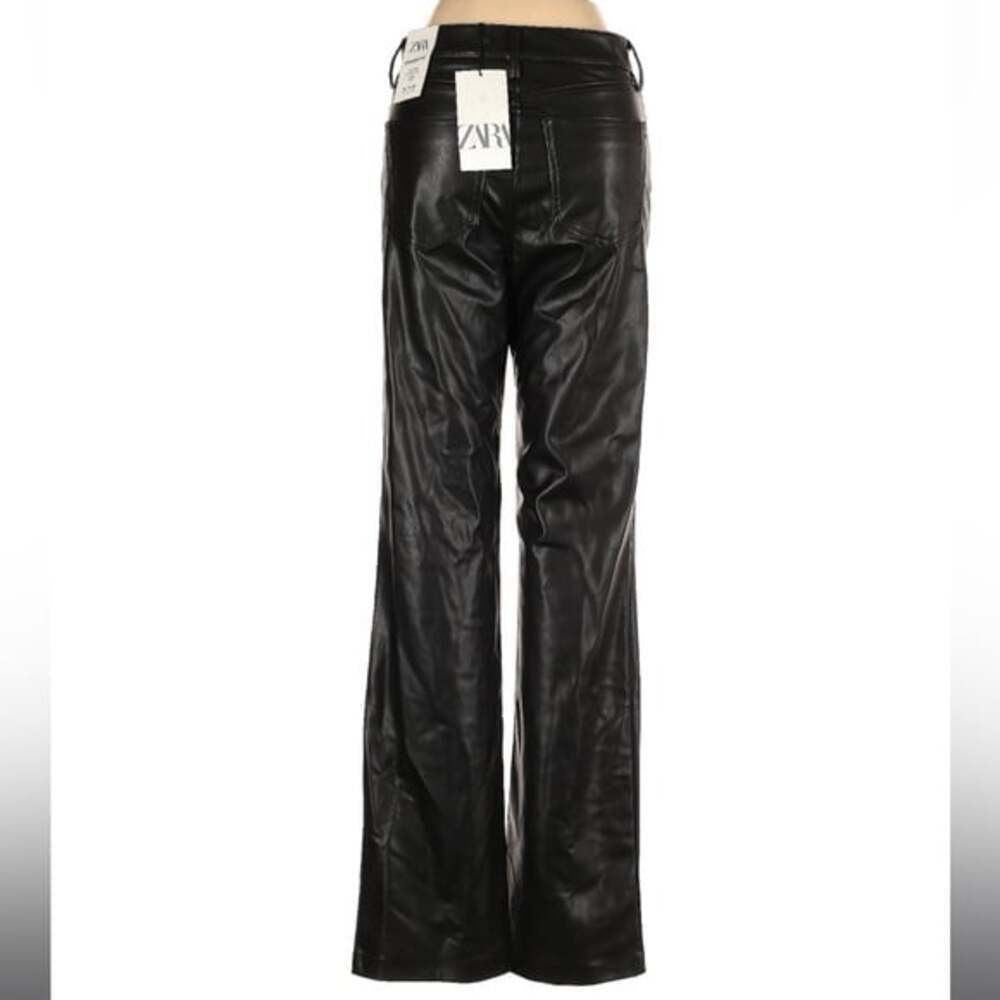 Zara Wide Leg High Rise Faux Leather Pants Size 0 - Picture 4 of 5